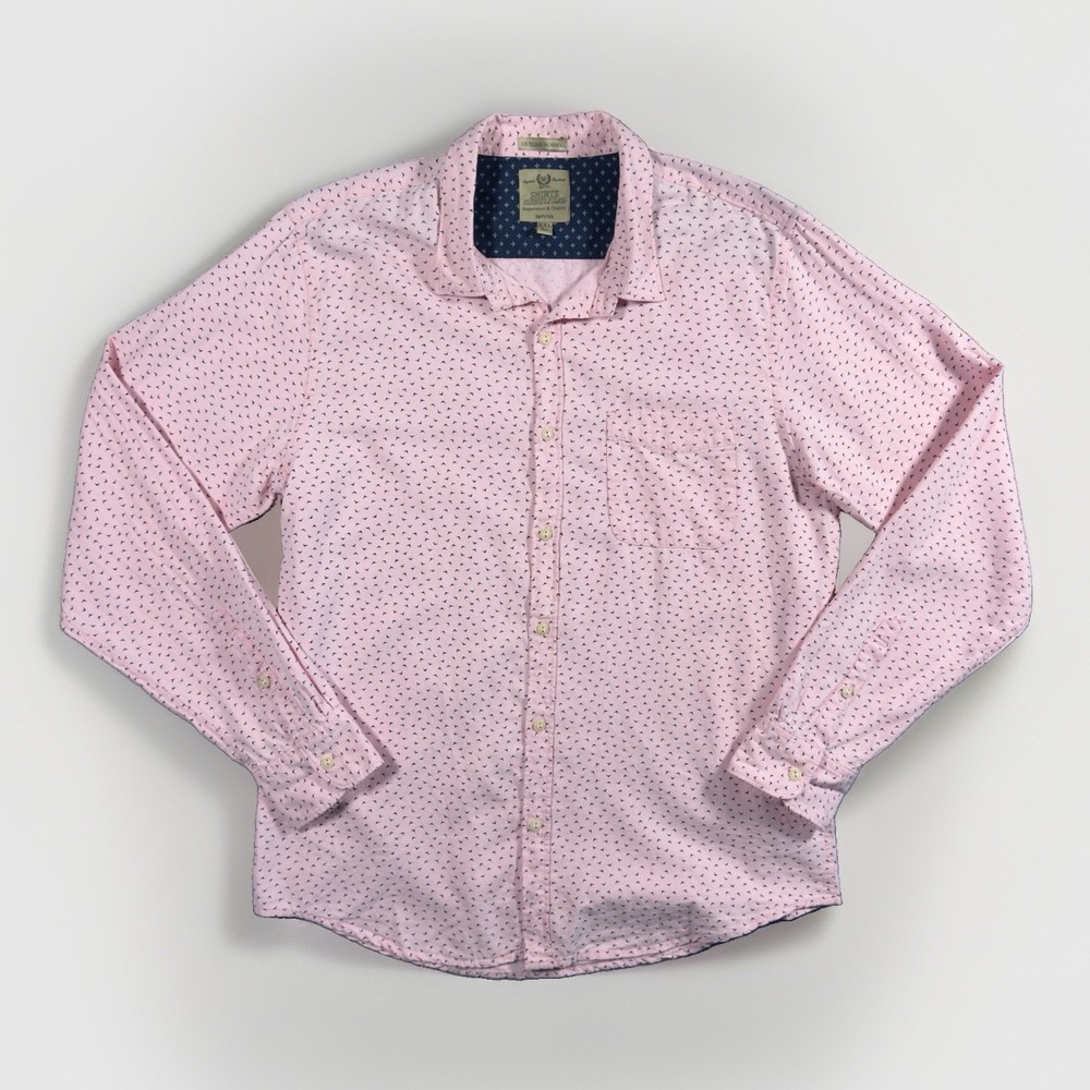 Tennis Mens XXL Pink Button Down Shirt Long Sleeve Cotton Print Colombia